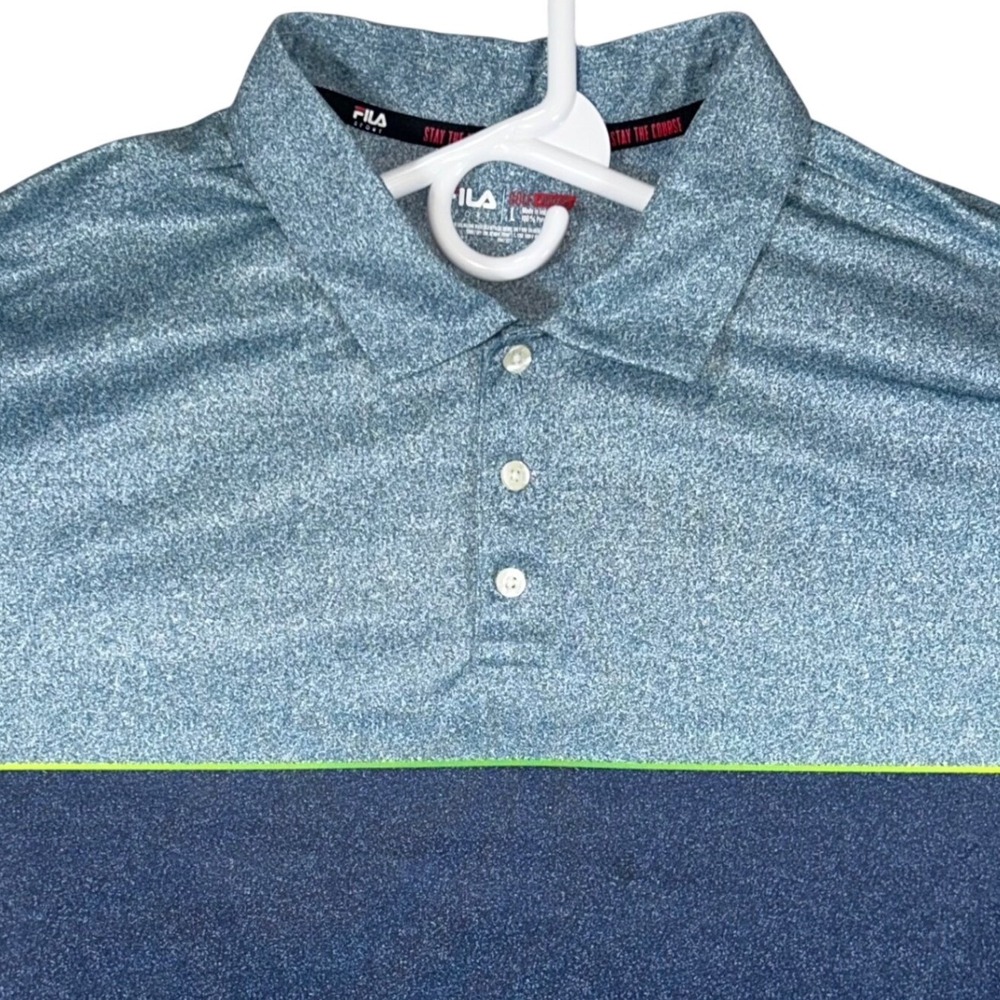 Fila Sport Golf Mens Large Blue‎ Light Blue Colorblock Athletic Fit Polo Shirt
